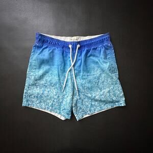 Abercrombie & Fitch Swim Trunks Mens Large Blue Wave Print Pockets Pool Cruisers